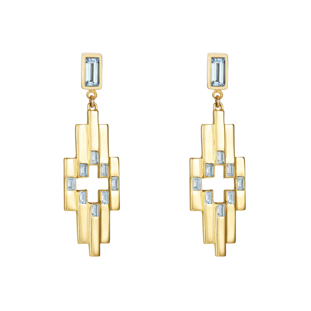Gold Aurora Earrings with Gemstones