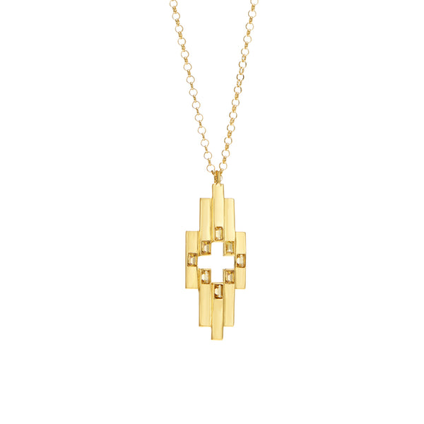 Gold Aurora Pendant Necklace with gemstones