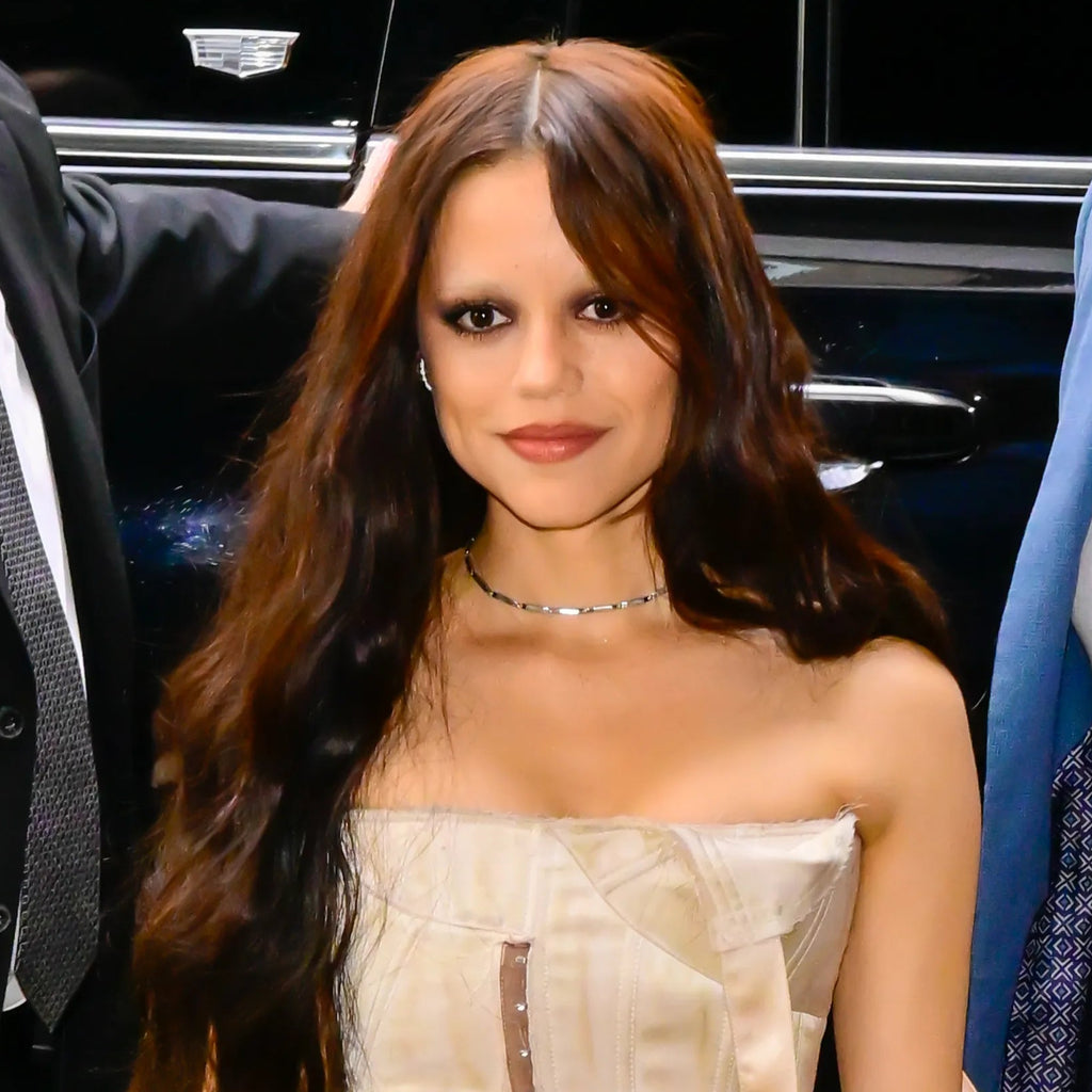 Jenna Ortega in silver Cat Janiga Sol Necklace