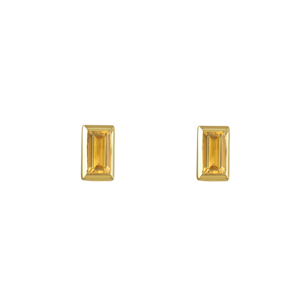 Citrine and Gold Rectangle Gemstone Glow Studs