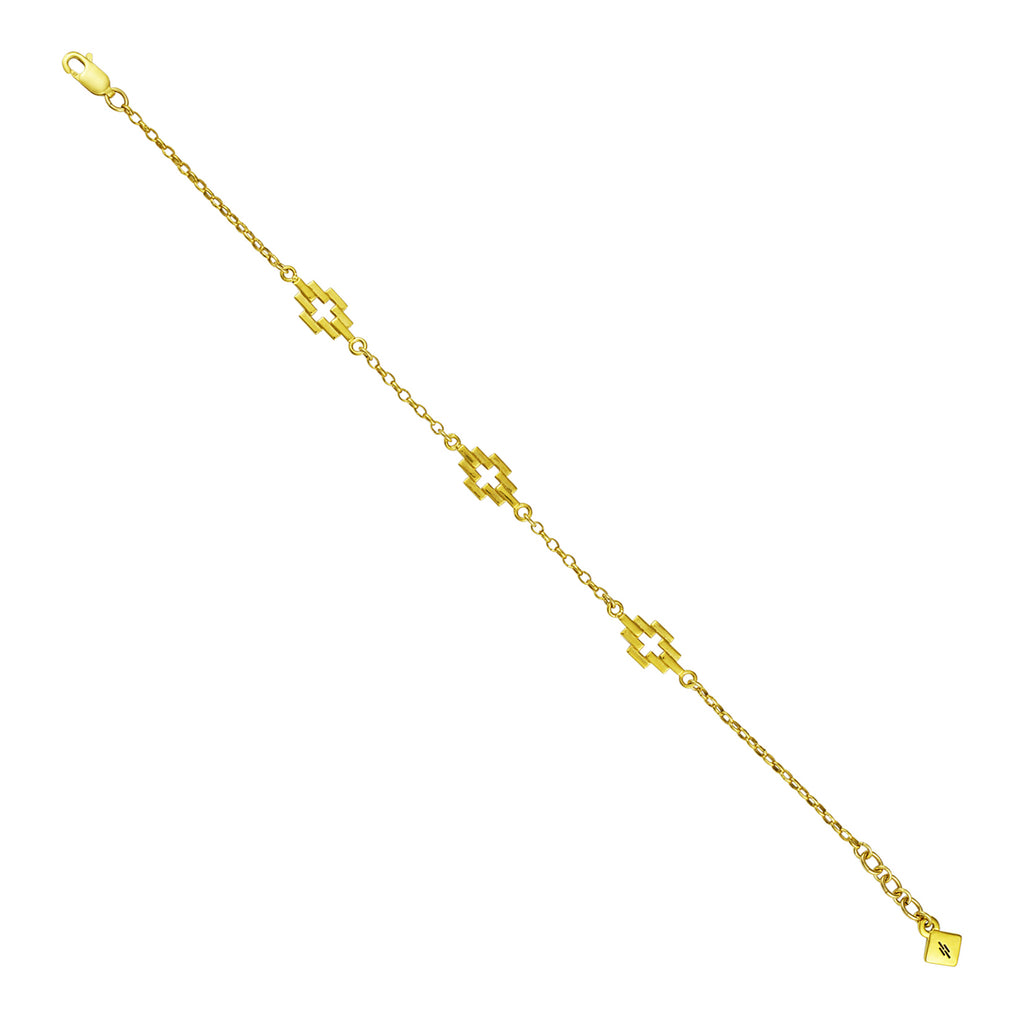 Gold Aura Station Bracelet with 3 stations against white background