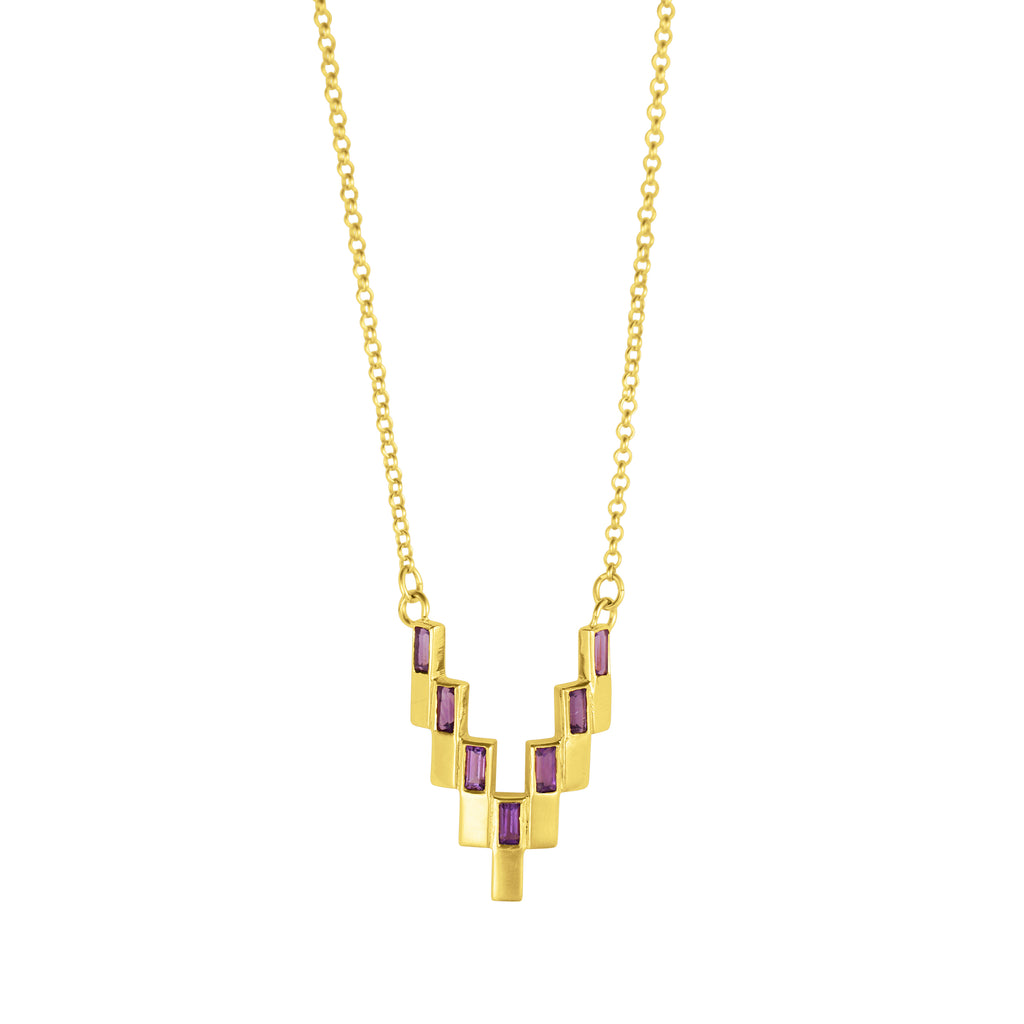 Gold and Amethyst After Glow Gemstone Pendant 