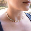 woman wearing Mother of Pearl Statement Collar Necklace