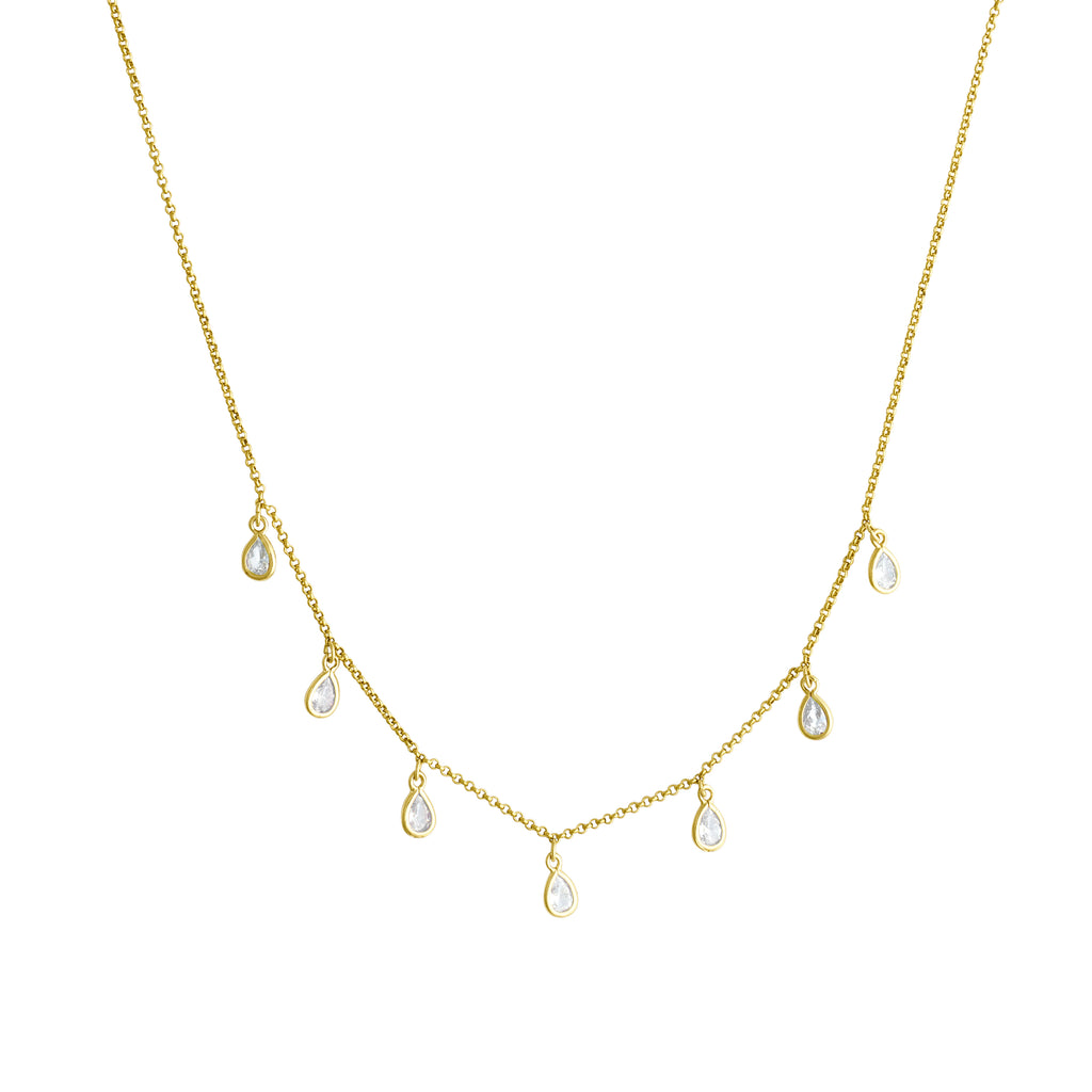 Gold and Crystal Dew Drop Necklace