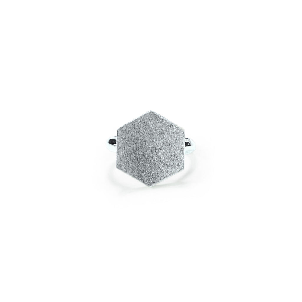Silver Hex Cocktail Ring