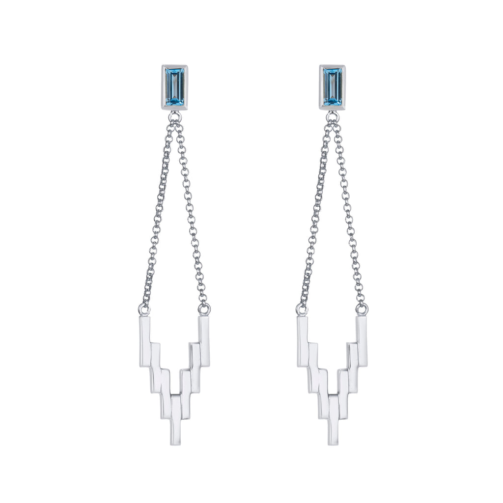 Silver After Glow Drop Earrings with Sky blue Topaz