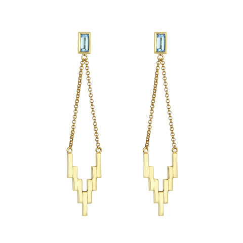 Gold After Glow Drop Earrings with Sky blue Topaz