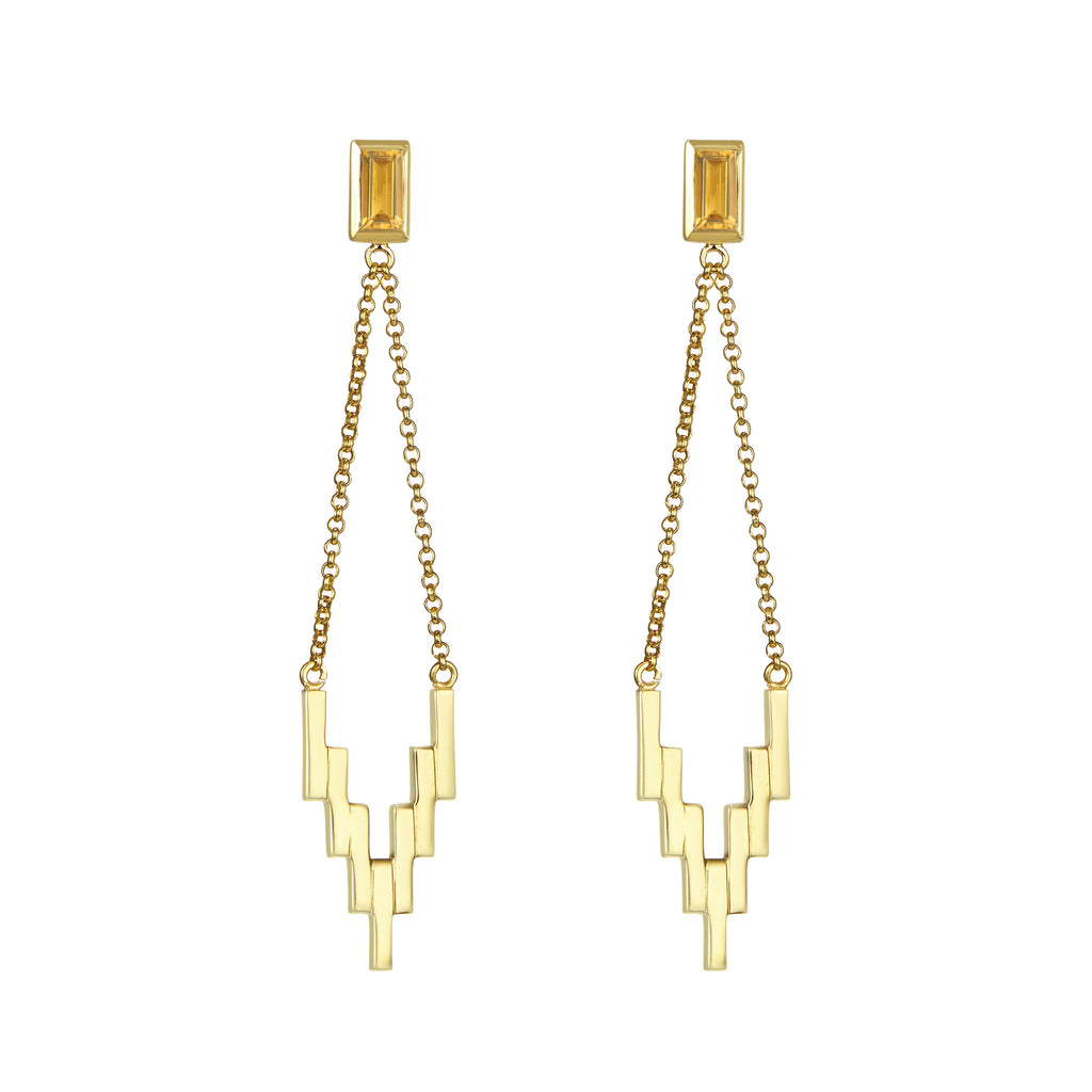 Gold After Glow Drop Earrings with Citrine