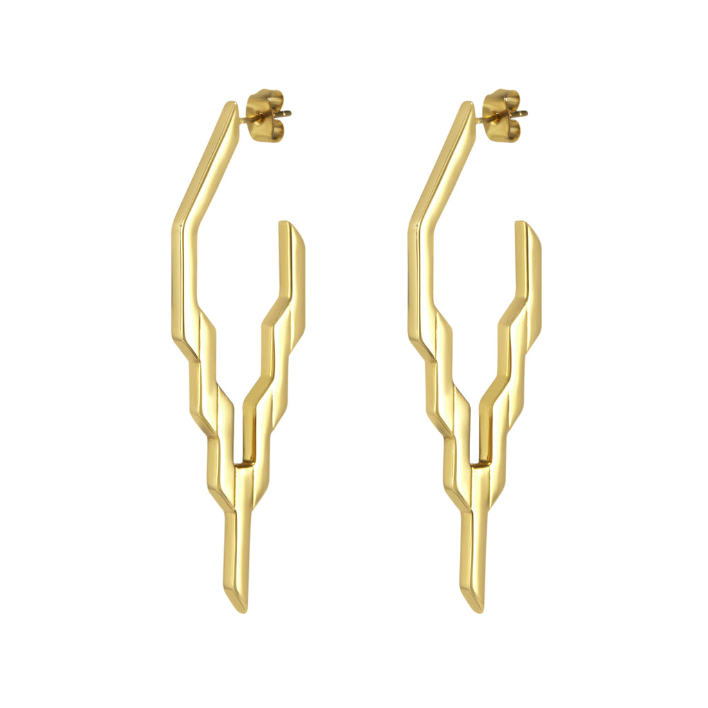 Gold After Glow Hoop Earrings on White bfackground