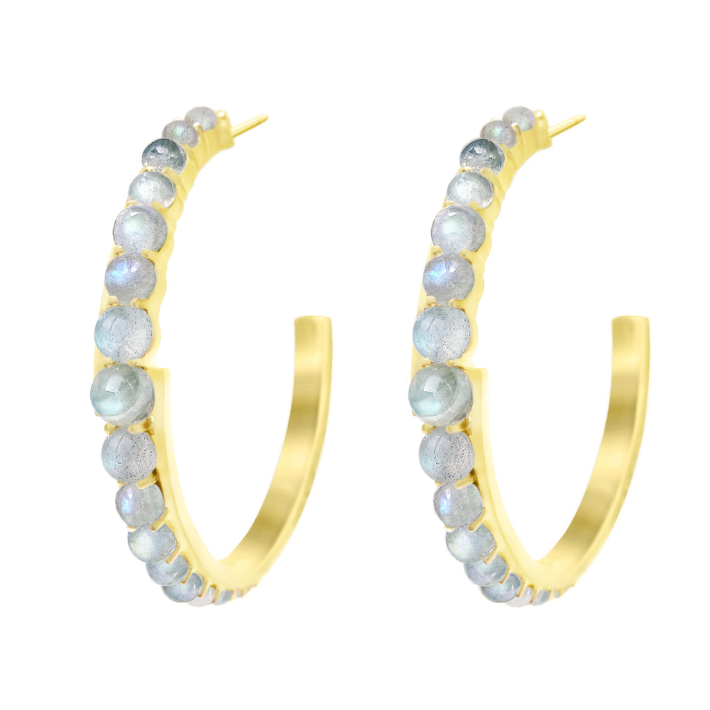 Gold Andromeda Hoop Earrings with Labradorite gemstones