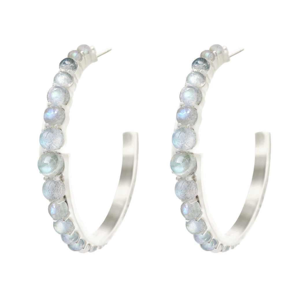 Silver Andromeda Hoop Earrings with gemstones