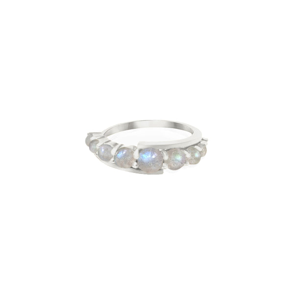 Silver Andromeda Ring with 9 Labradorite cabochon gemstones