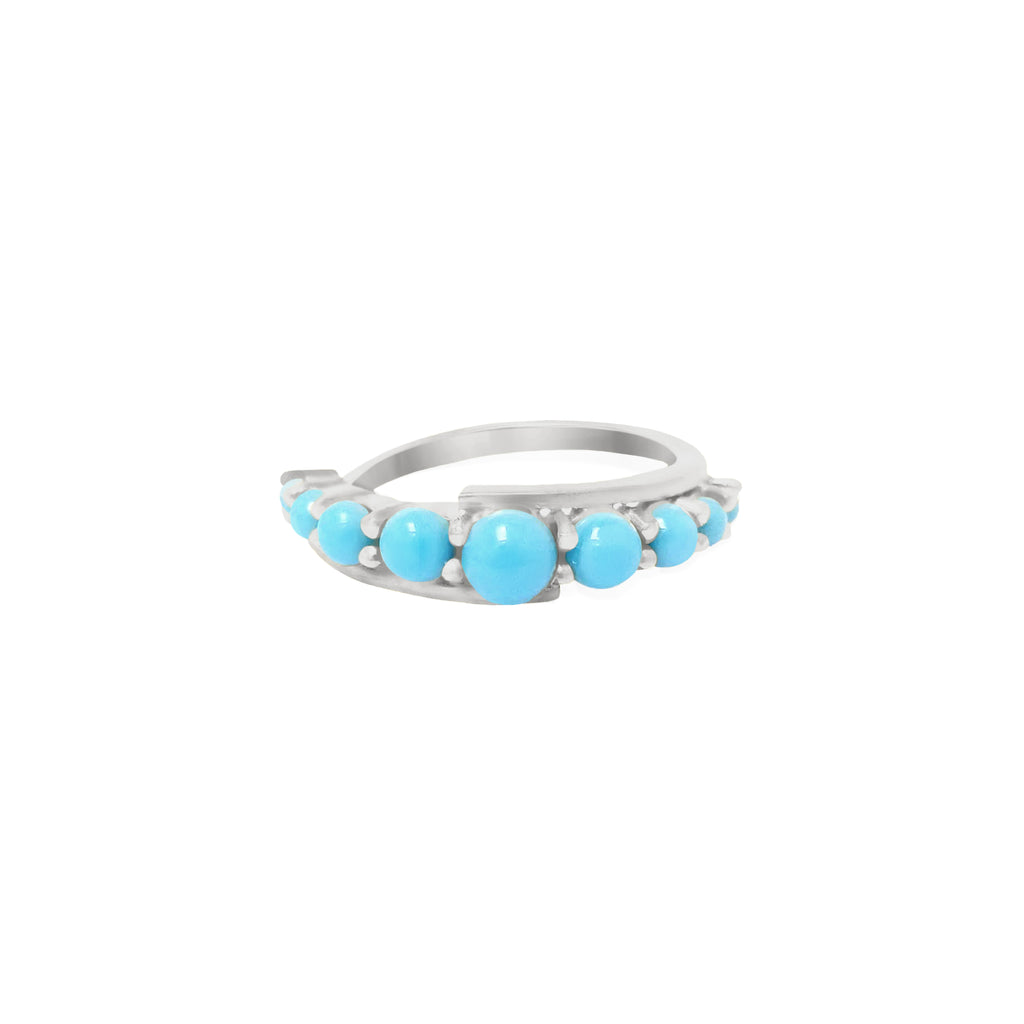 Silver Andromeda Ring with 9 Sleeping Beauty Turquoise cabochon gemstones