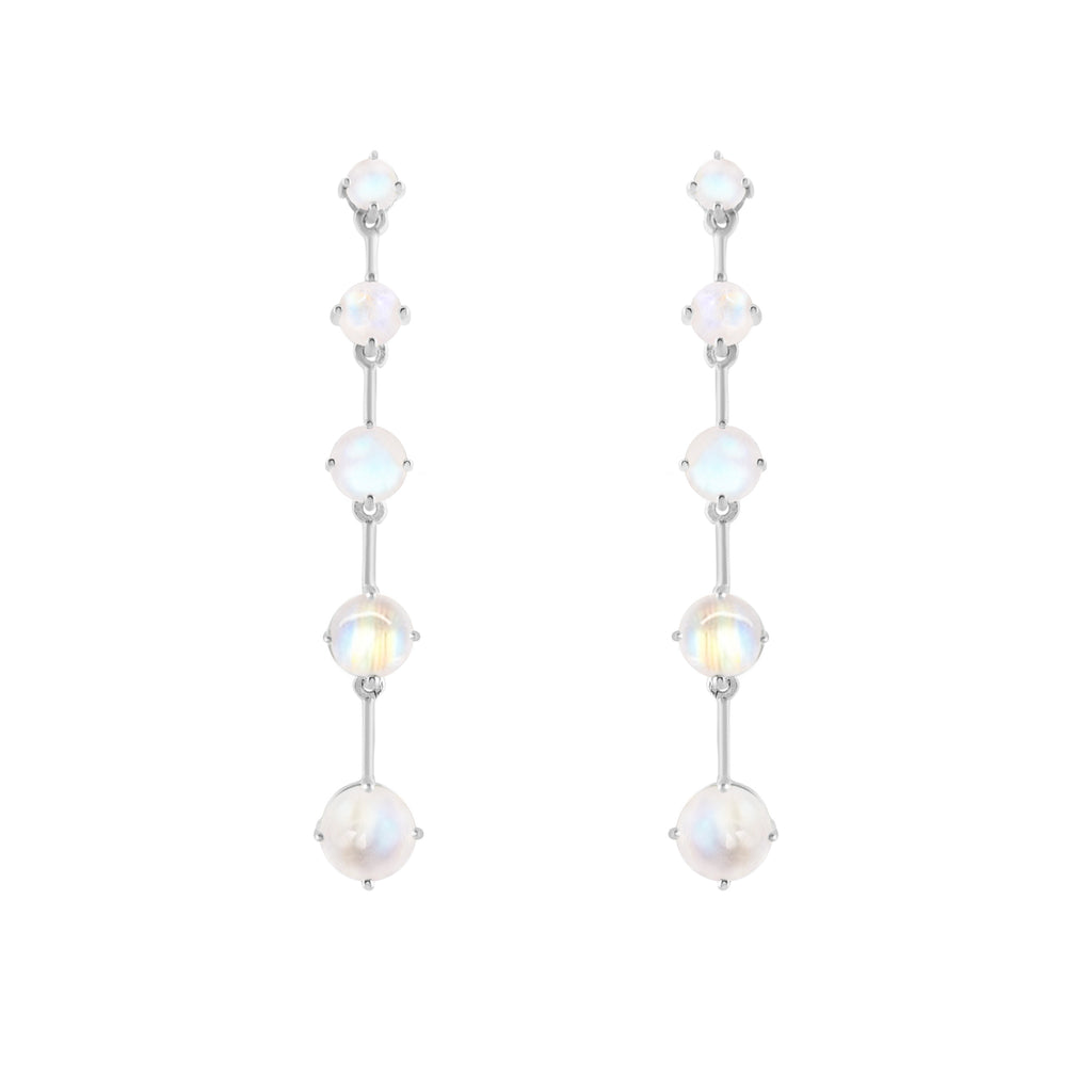 Silver Astraea Drop Earring with Rainbow Moonstone
