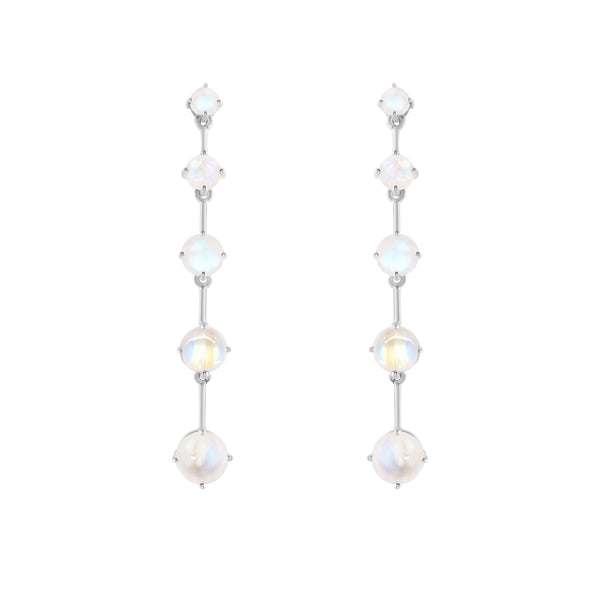 Silver Astraea Drop Earring with Rainbow Moonstone