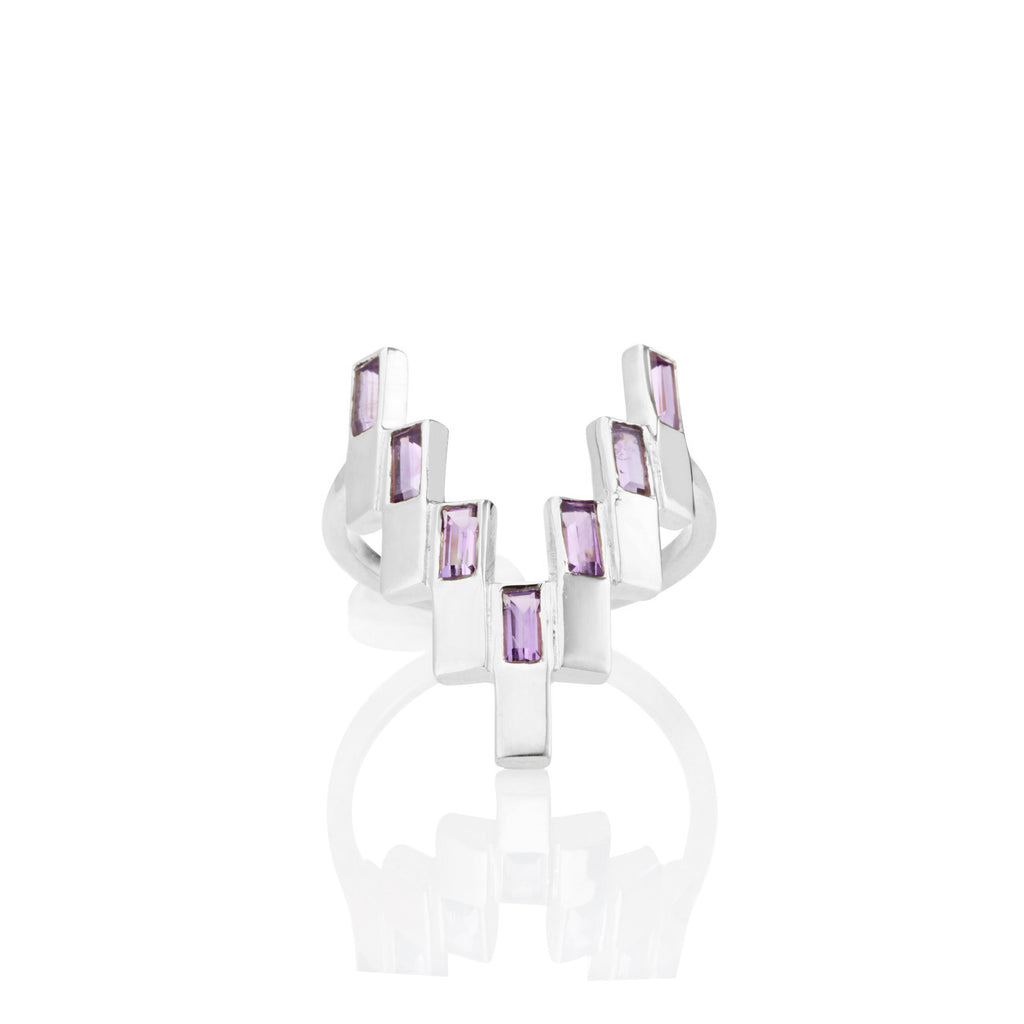 Silver After Glow Ring with Gemstones