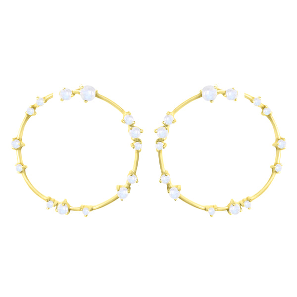 Gold Coeus Hoop Earrings with gemstones