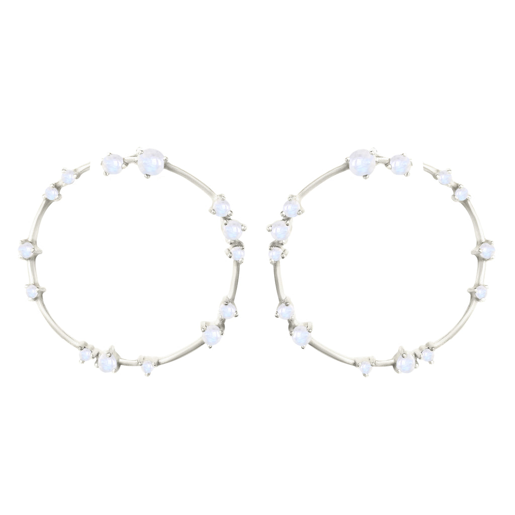 Silver Coeus Hoop Earrings with gemstones