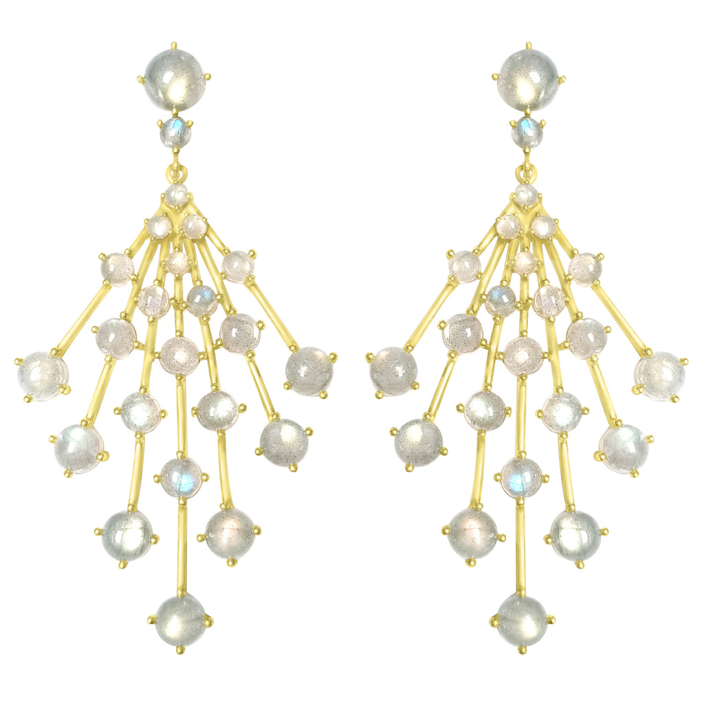 Gold Astraea Burst Earring with Labradorite gemstones