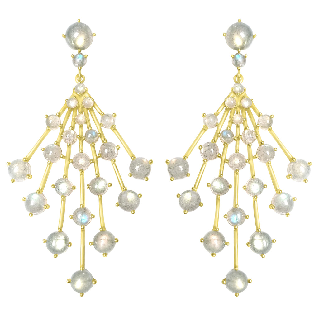 Gold Astraea Burst Earring with Labradorite gemstones