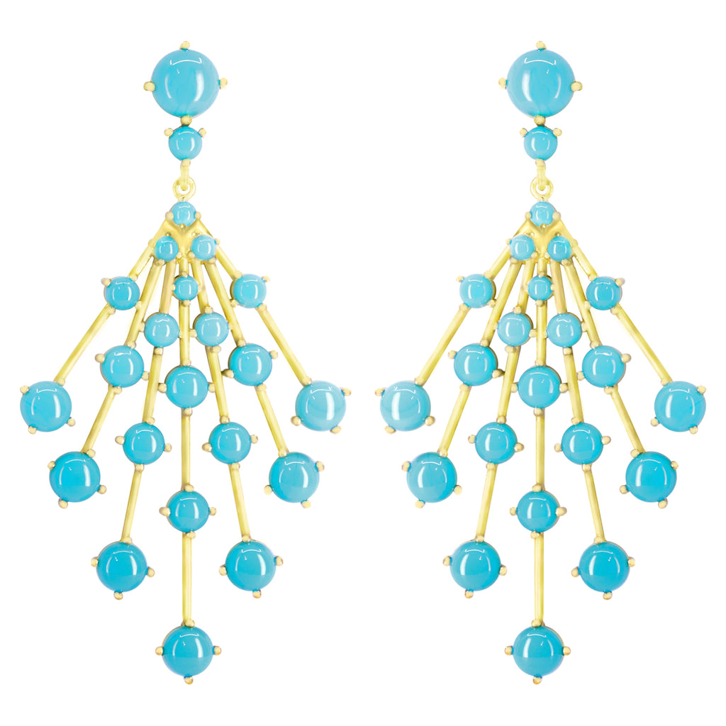 Gold Astraea Burst Earring with Turquoise gemstones