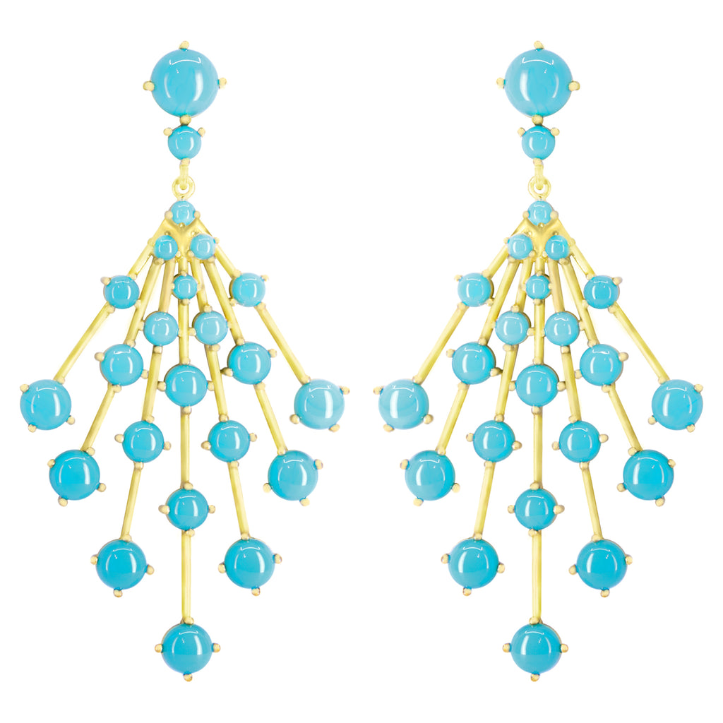 Gold Astraea Burst Earring with Turquoise gemstones