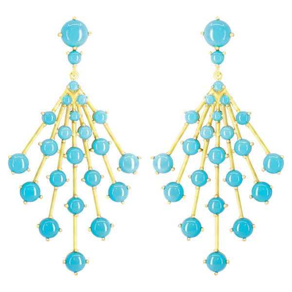 Gold Astraea Burst Earring with Turquoise gemstones