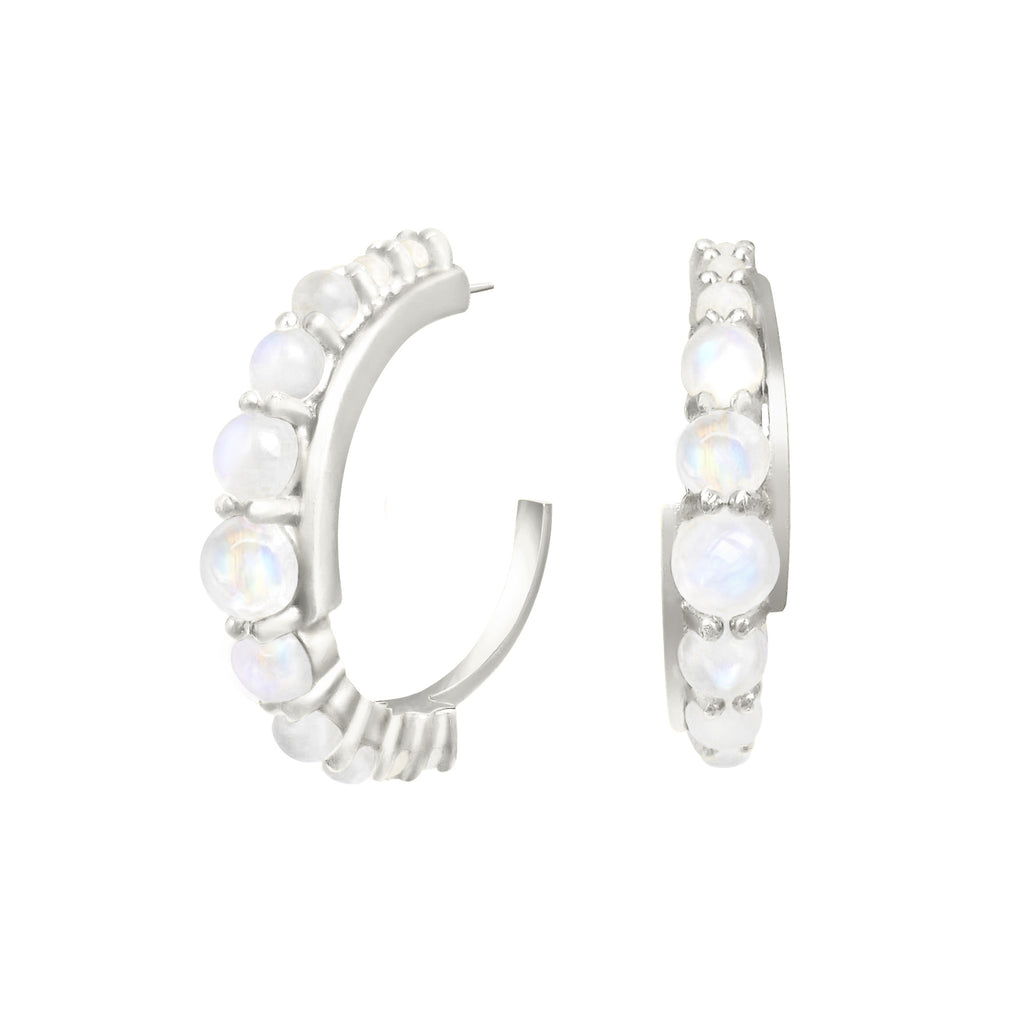Silver Andromeda Huggie Earrings with gemstones