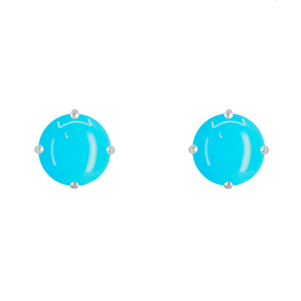 Silver Coeus Stud earrings with Turquoise