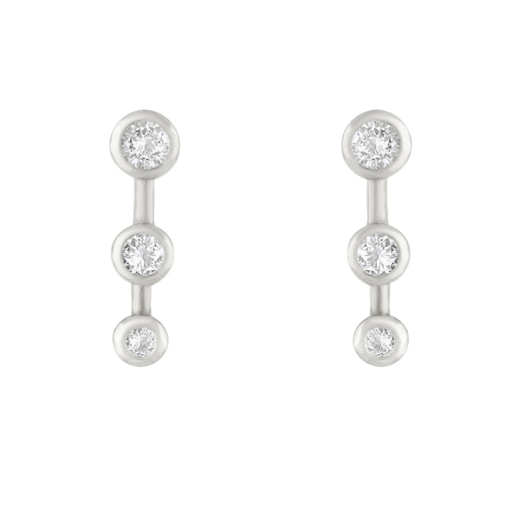 Silver Star Dust Stud with white topaz