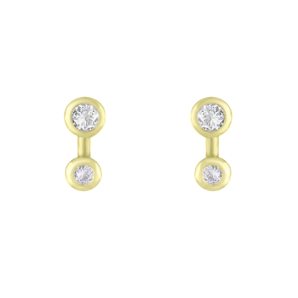 Gold Star Dust Stud Small with white topaz
