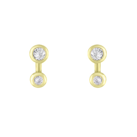 Gold Star Dust Stud Small with white topaz