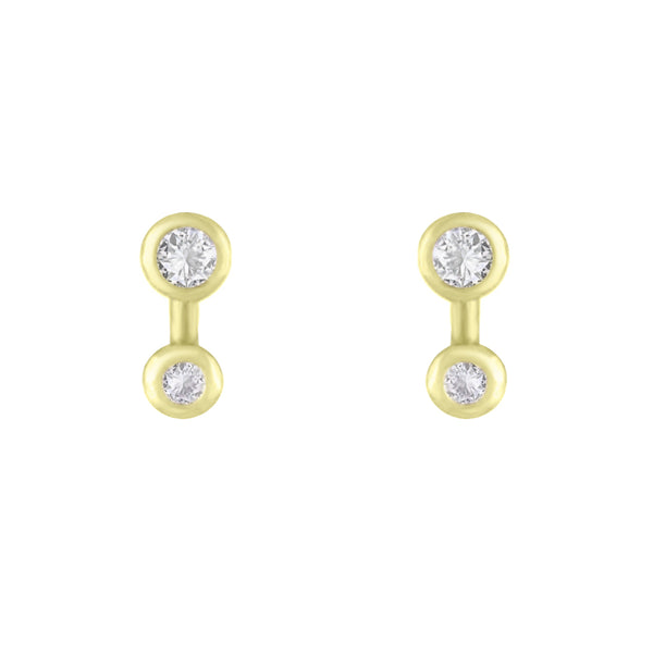 Gold Star Dust Stud Small with white topaz